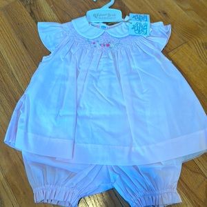 NWT Feltman Bros two piece empire embroidered top with bloomer 24 mo.